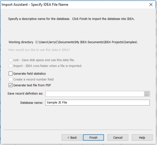Import Assistant - Specify File Dialog Box