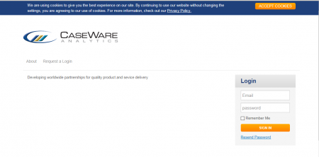 Login Screen to CaseWare Support Site Screenshot