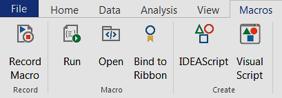 View of Macros Tab in CaseWare IDEA Ribbon