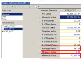 Screenshot of Field Statistics with Focus on Average & Maximum Value - Auditing the Material World Tech Tip
