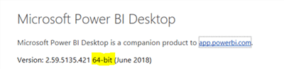 Microsoft Power BI Desktop Version Display