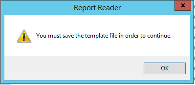 Report Reader Dialog Box Screenshot